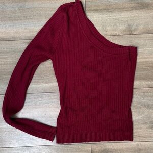 Lulu's Off-Shoulder Burgundy Sweater